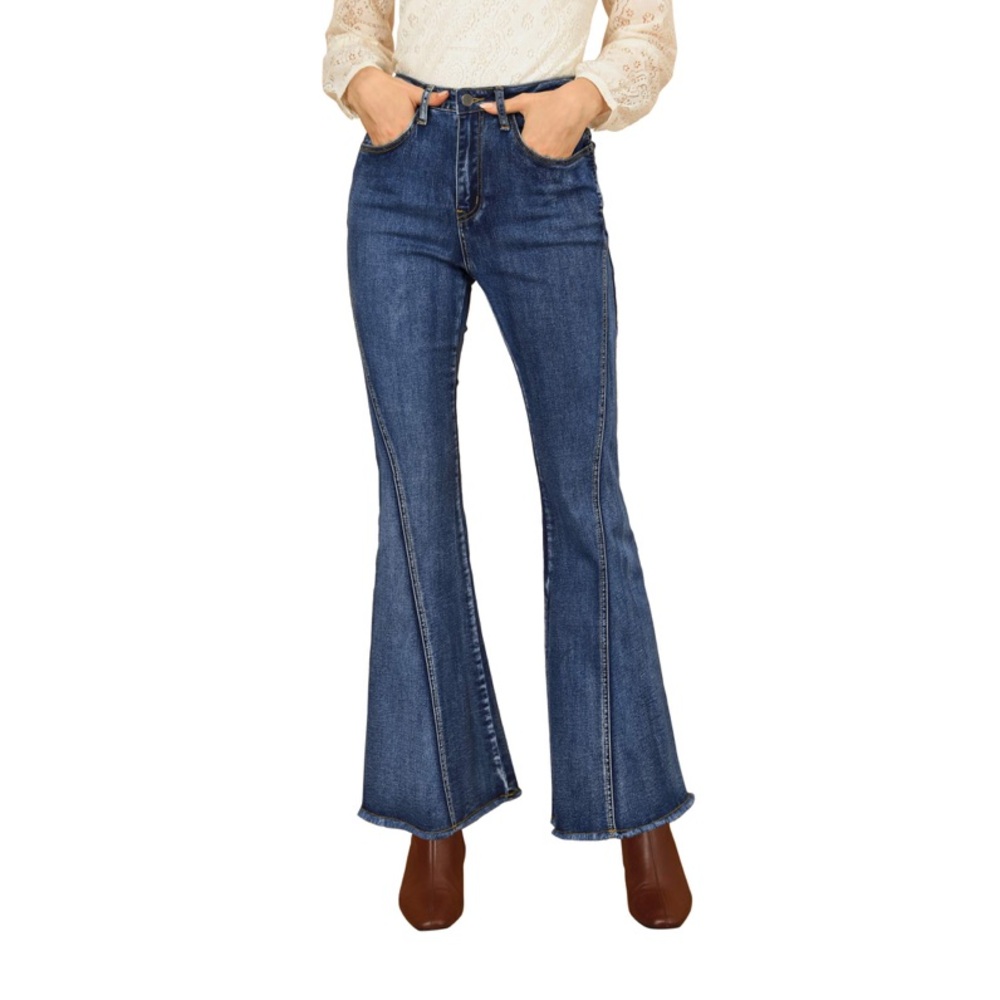 NWT Allegra K Women’s 70s Vintage High Waist Bell Flare Jeans
